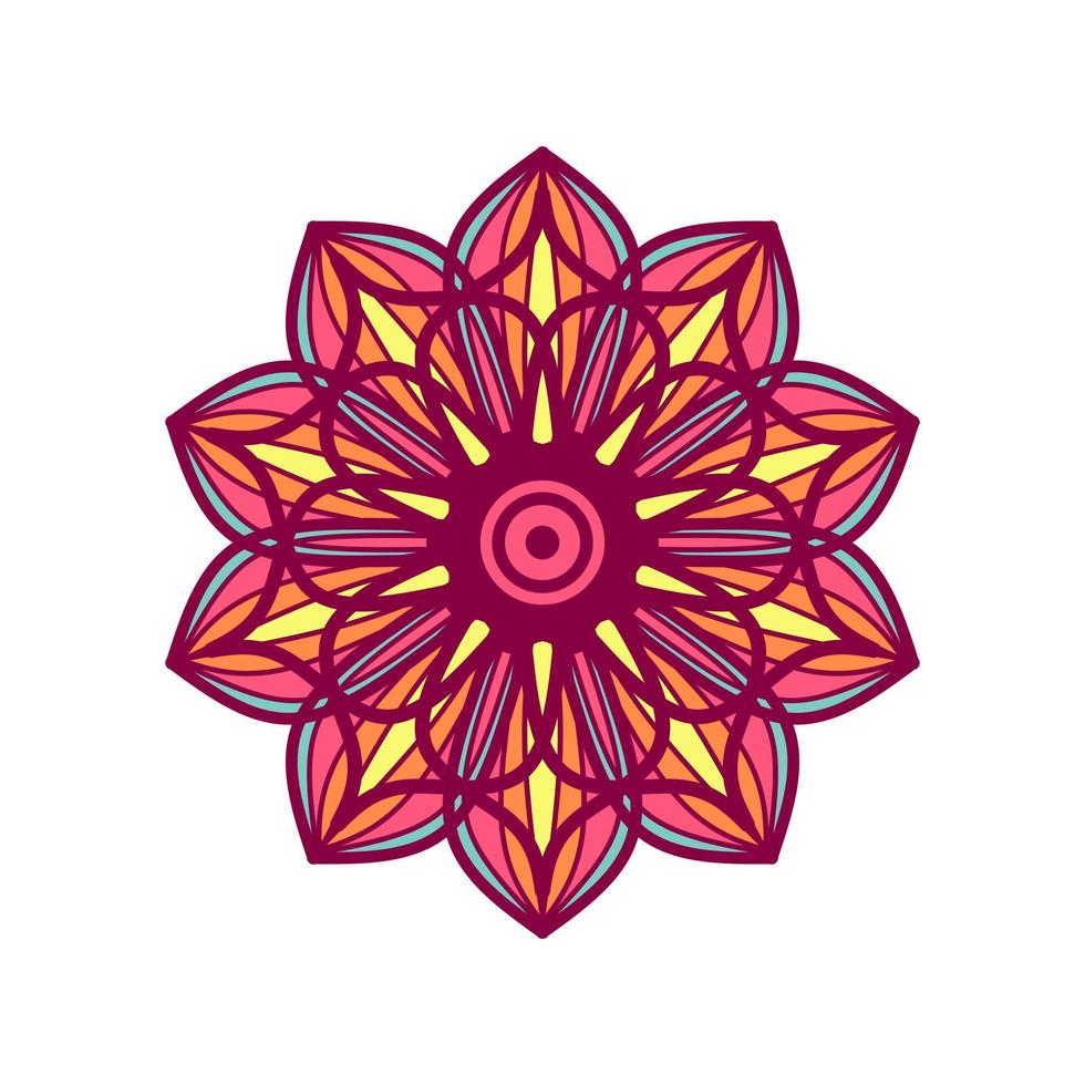 Ethnic colorful mandala. Vector hand drawn doodle mandala. Ethnic mandala with colorful tribal ornament. Isolated. Bright colors.