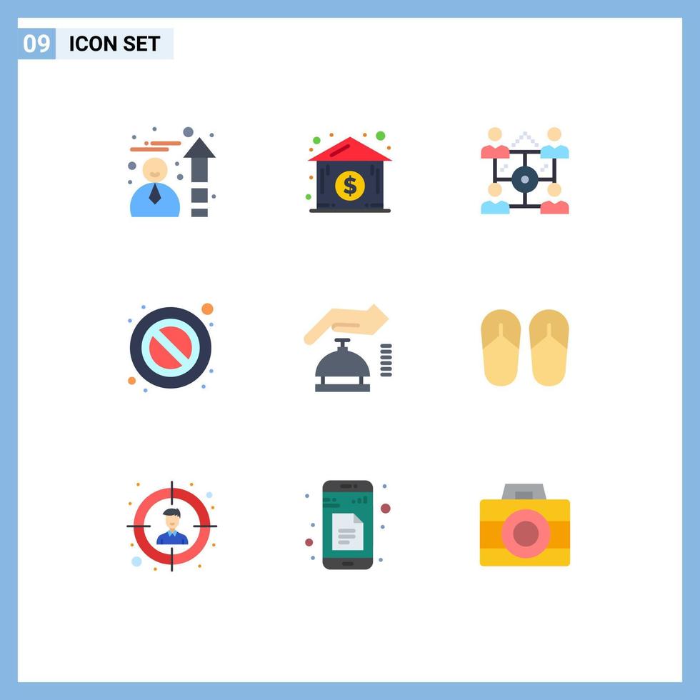 Universal Icon Symbols Group of 9 Modern Flat Colors of beach cyber people alarm warning Editable Vector Design Elements