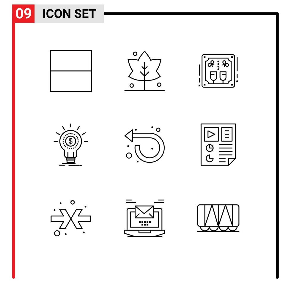 9 Thematic Vector Outlines and Editable Symbols of repeat arrow cheers startup idea Editable Vector Design Elements