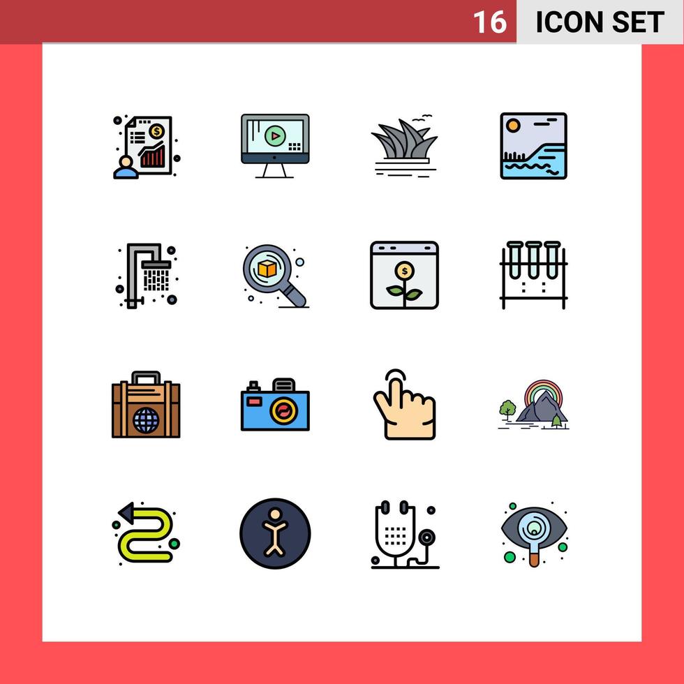 Set of 16 Modern UI Icons Symbols Signs for water canada citysets picture sydney Editable Creative Vector Design Elements
