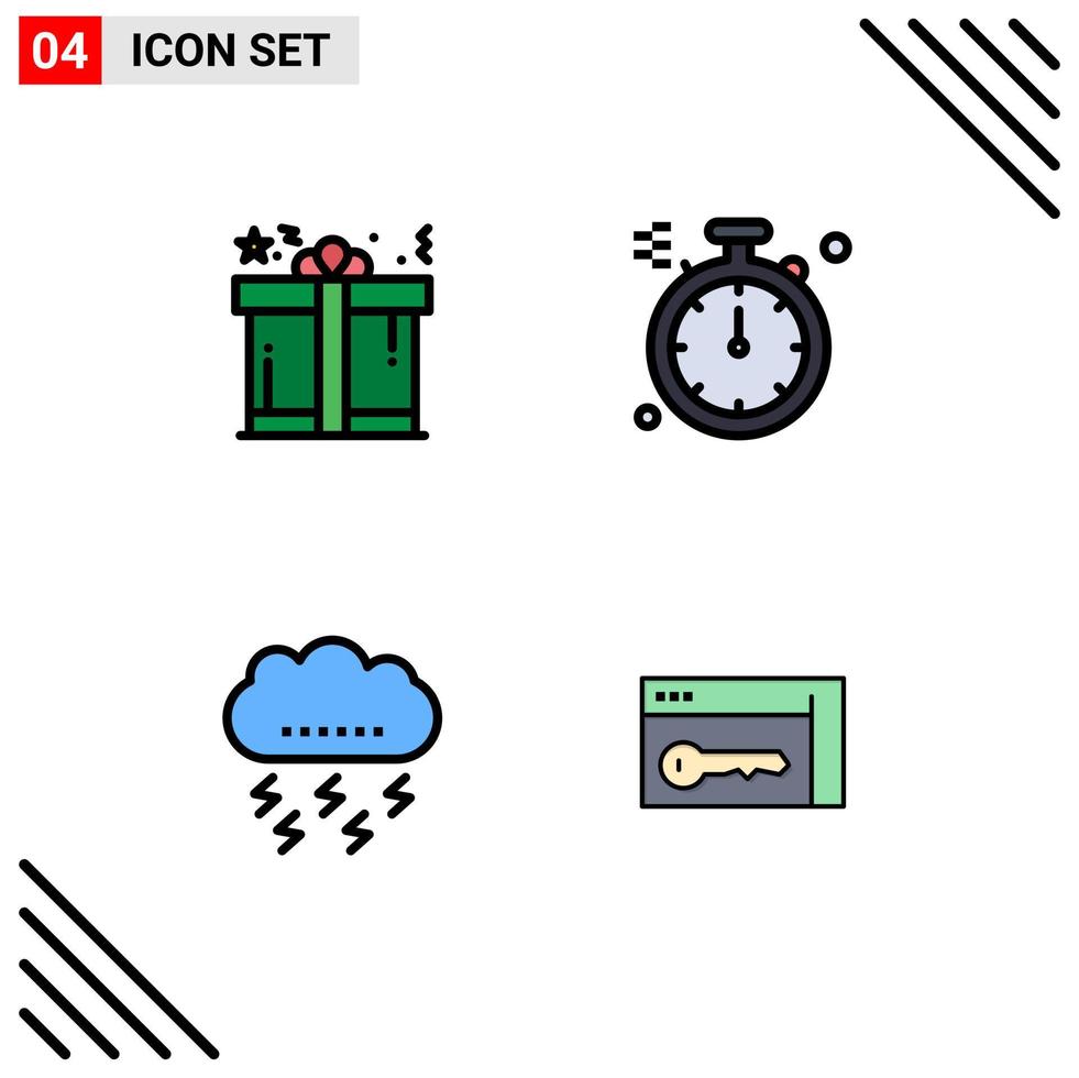 Universal Icon Symbols Group of 4 Modern Filledline Flat Colors of present lightning shopping north thunder Editable Vector Design Elements