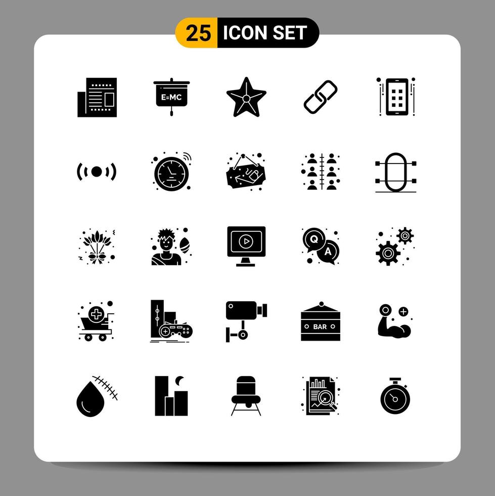 Set of 25 Modern UI Icons Symbols Signs for media metal beach pin clip Editable Vector Design Elements