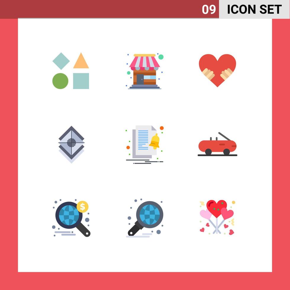 Flat Color Pack of 9 Universal Symbols of file layer heart stack design Editable Vector Design Elements