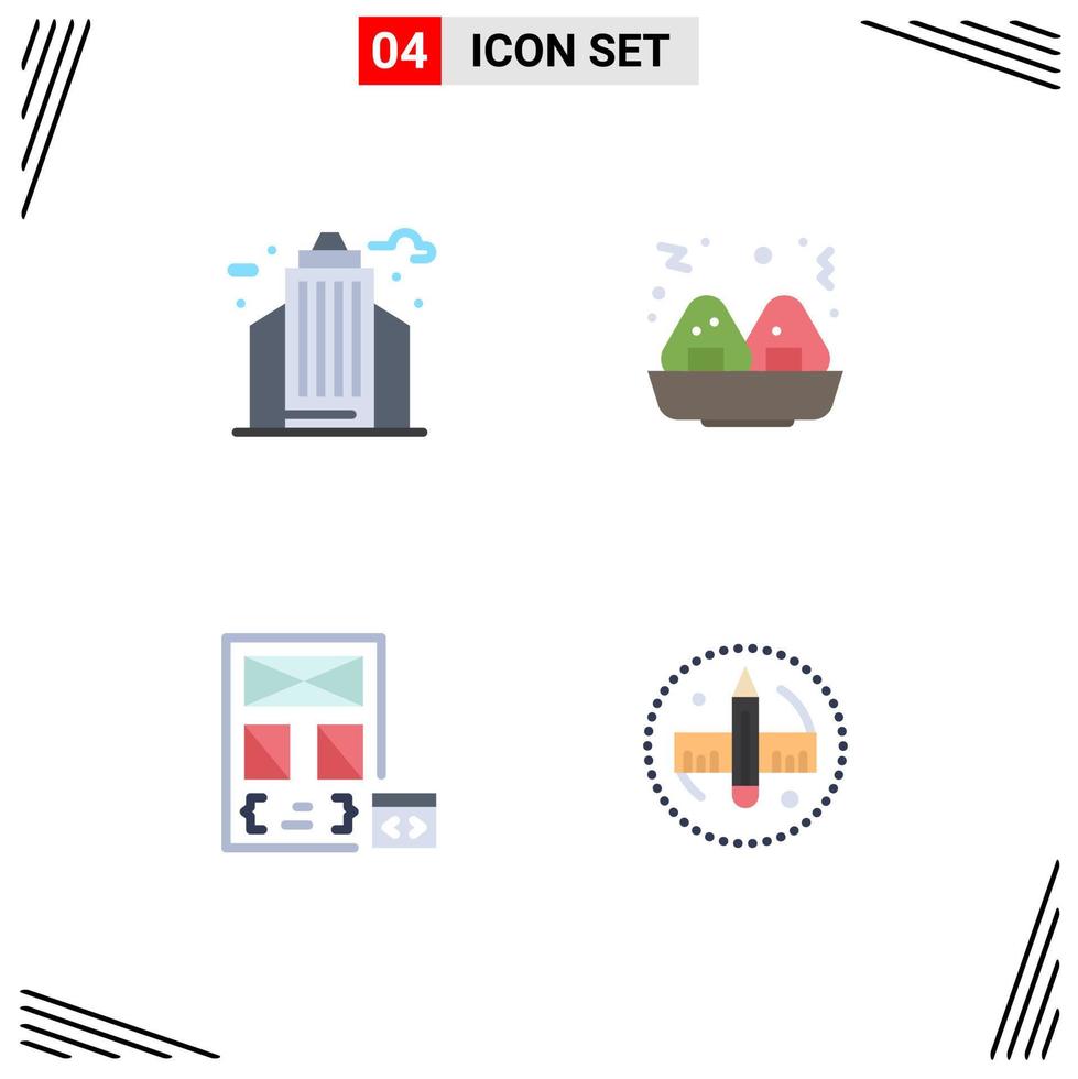 universal icono símbolos grupo de 4 4 moderno plano íconos de ciudad desarrollo oficina aplicación creativo editable vector diseño elementos
