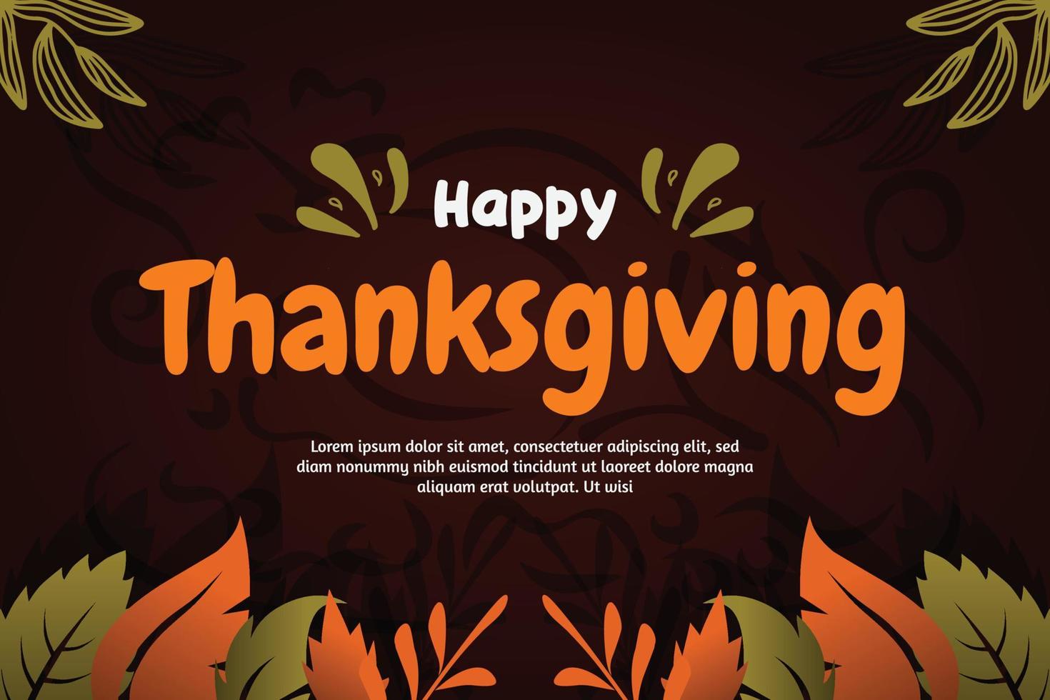 Happy Thanksgiving banner with autumn leaves background. vector