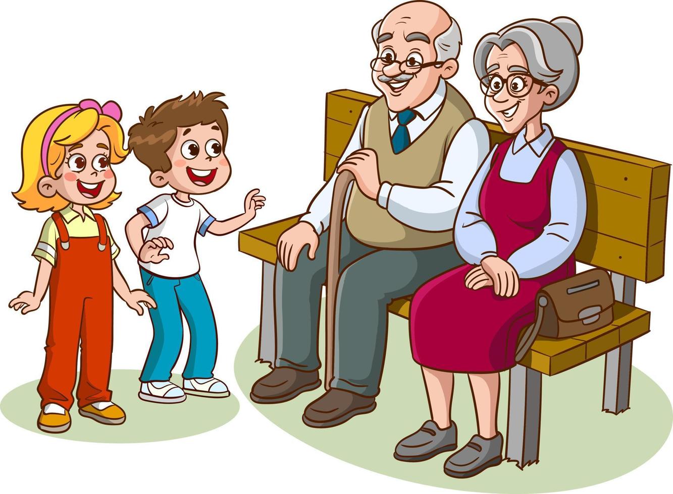 grandparents with grandchildren clipart