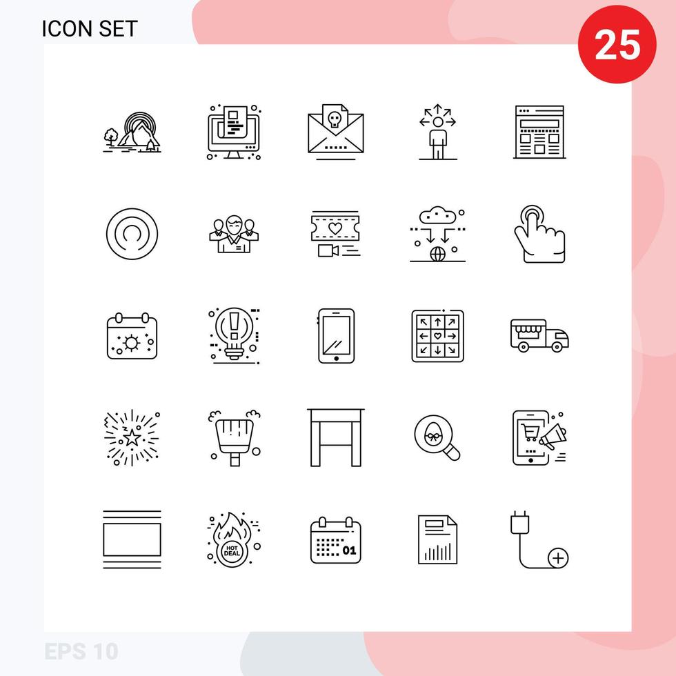 25 Creative Icons Modern Signs and Symbols of human abilities online communication mail Editable Vector Design Elements