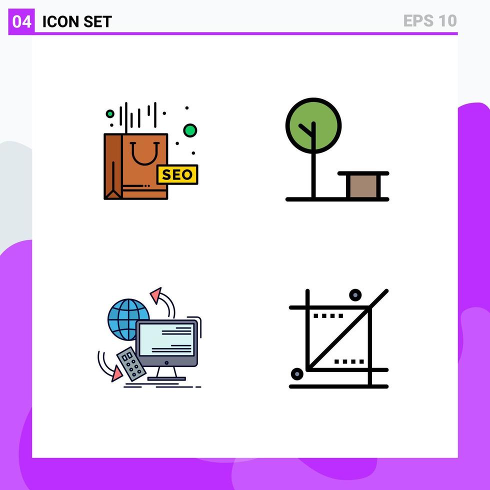 4 Creative Icons Modern Signs and Symbols of complex control seo package park remote Editable Vector Design Elements