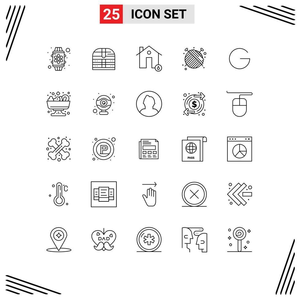 Line Pack of 25 Universal Symbols of gulden fashion buildings dressmaker house Editable Vector Design Elements