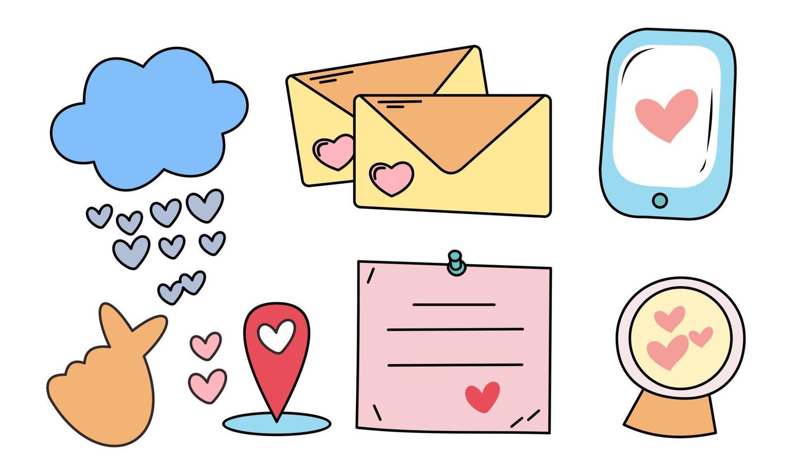 Assortment of colorful elements ready for valentine's day vector