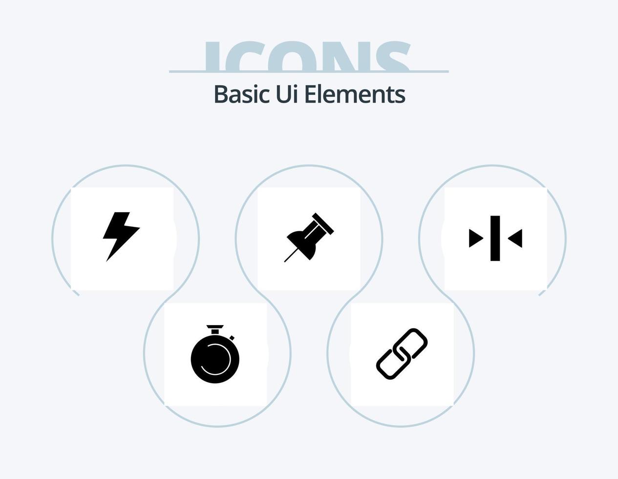básico ui elementos glifo icono paquete 5 5 icono diseño. atrás. jugar. metal. recordatorio. papel vector