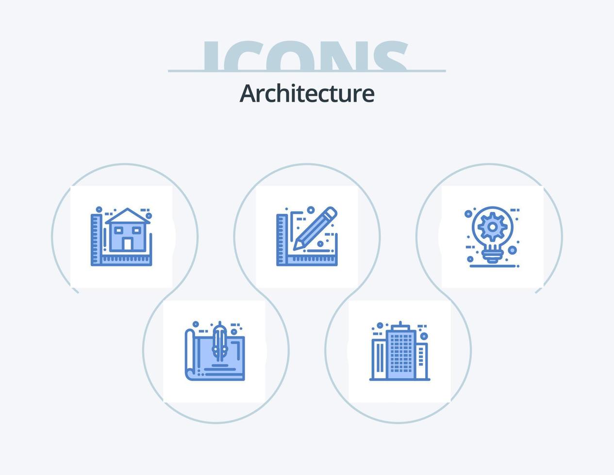 Architecture Blue Icon Pack 5 Icon Design. document. architect. company. house. construction vector