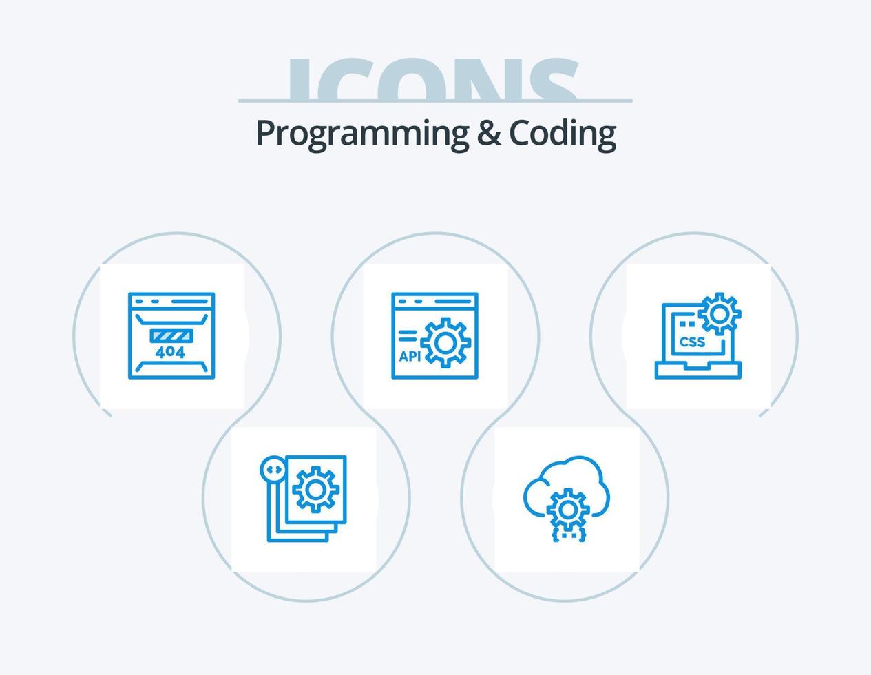 Programming And Coding Blue Icon Pack 5 Icon Design. develop. browser. development. site. error vector