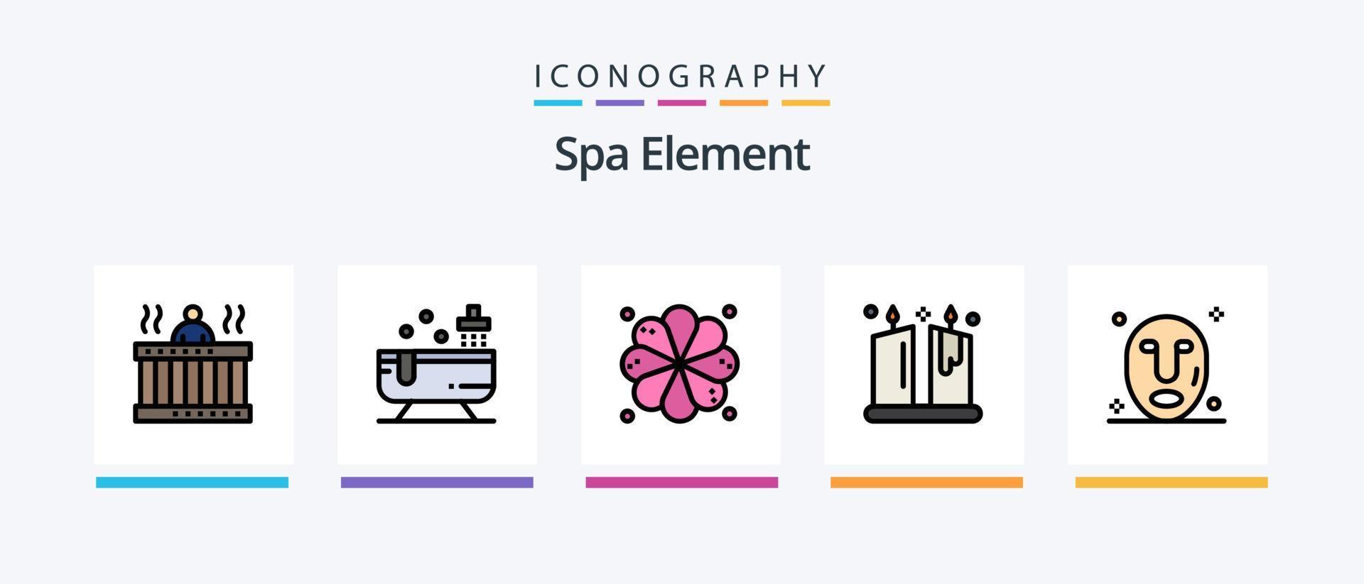 Spa Element Line Filled 5 Icon Pack Including mask. spa. effect. sauna. bucket. Creative Icons Design vector