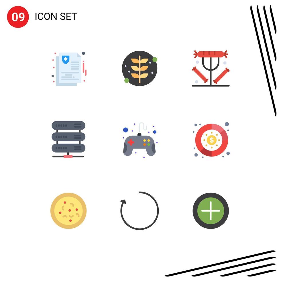 Stock Vector Icon Pack of 9 Line Signs and Symbols for control pad network breakfast data lunch Editable Vector Design Elements