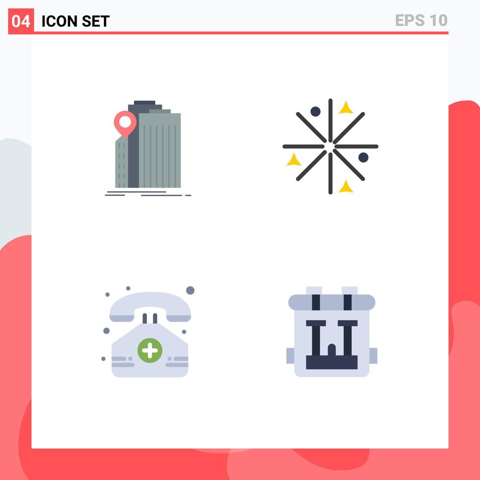 4 Flat Icon concept for Websites Mobile and Apps bank hospital federal fire mobile Editable Vector Design Elements
