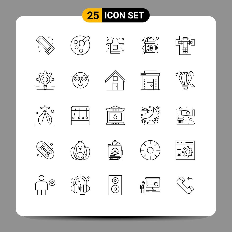 25 Universal Lines Set for Web and Mobile Applications decapitate bed cook water environment Editable Vector Design Elements