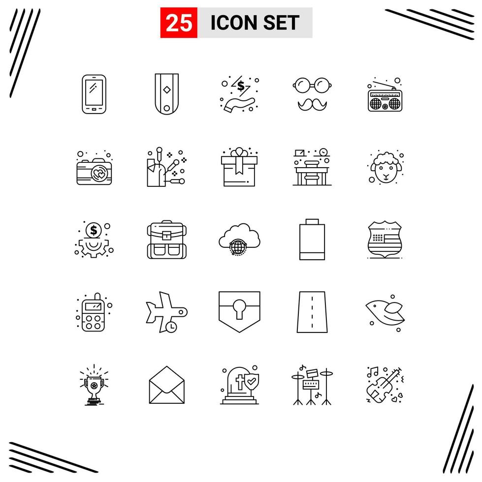 Set of 25 Vector Lines on Grid for specs father one avatar hand Editable Vector Design Elements