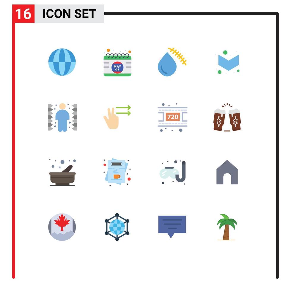 Modern Set of 16 Flat Colors Pictograph of complication full bleeding down wound Editable Pack of Creative Vector Design Elements