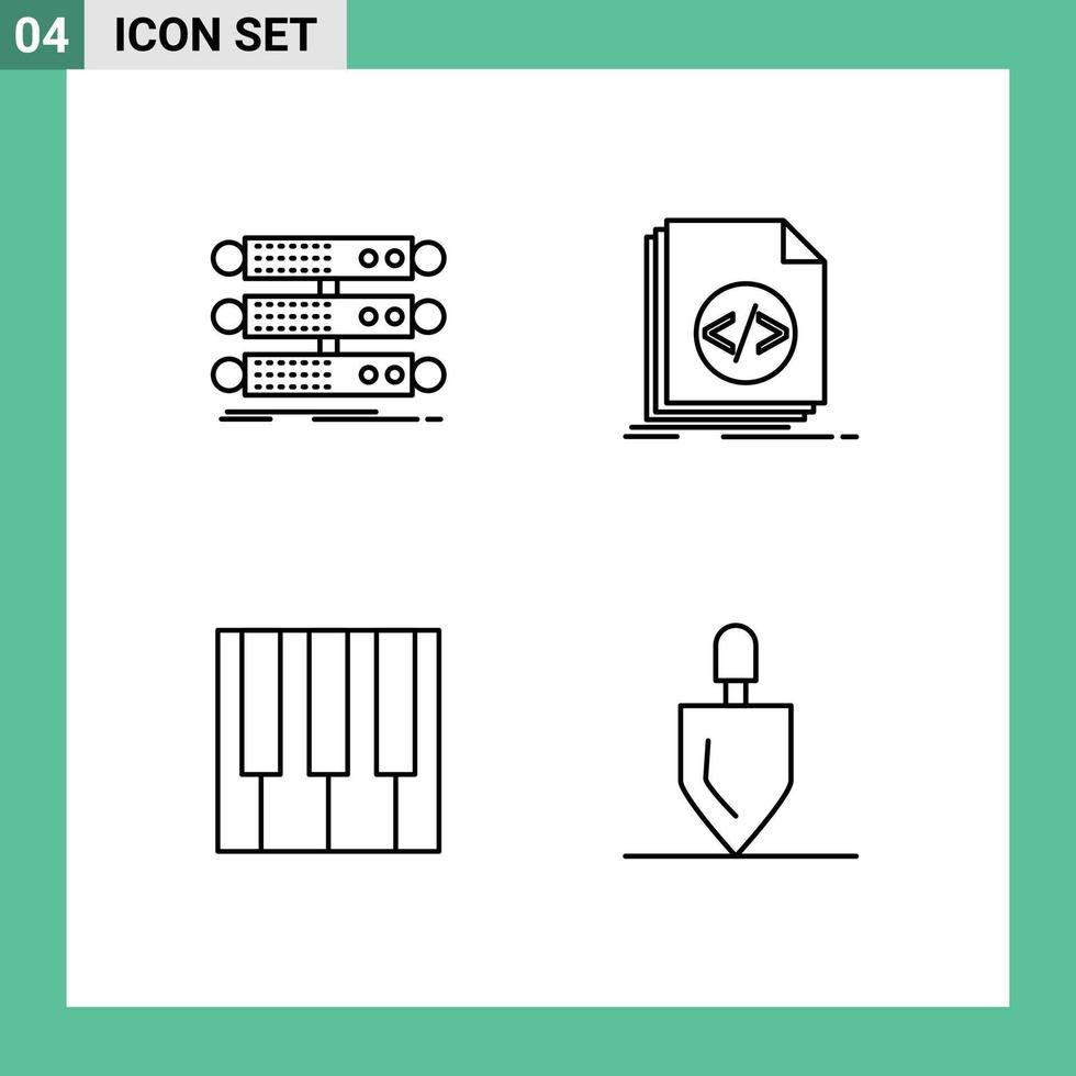 Set of 4 Vector Filledline Flat Colors on Grid for server script database coding keyboard Editable Vector Design Elements