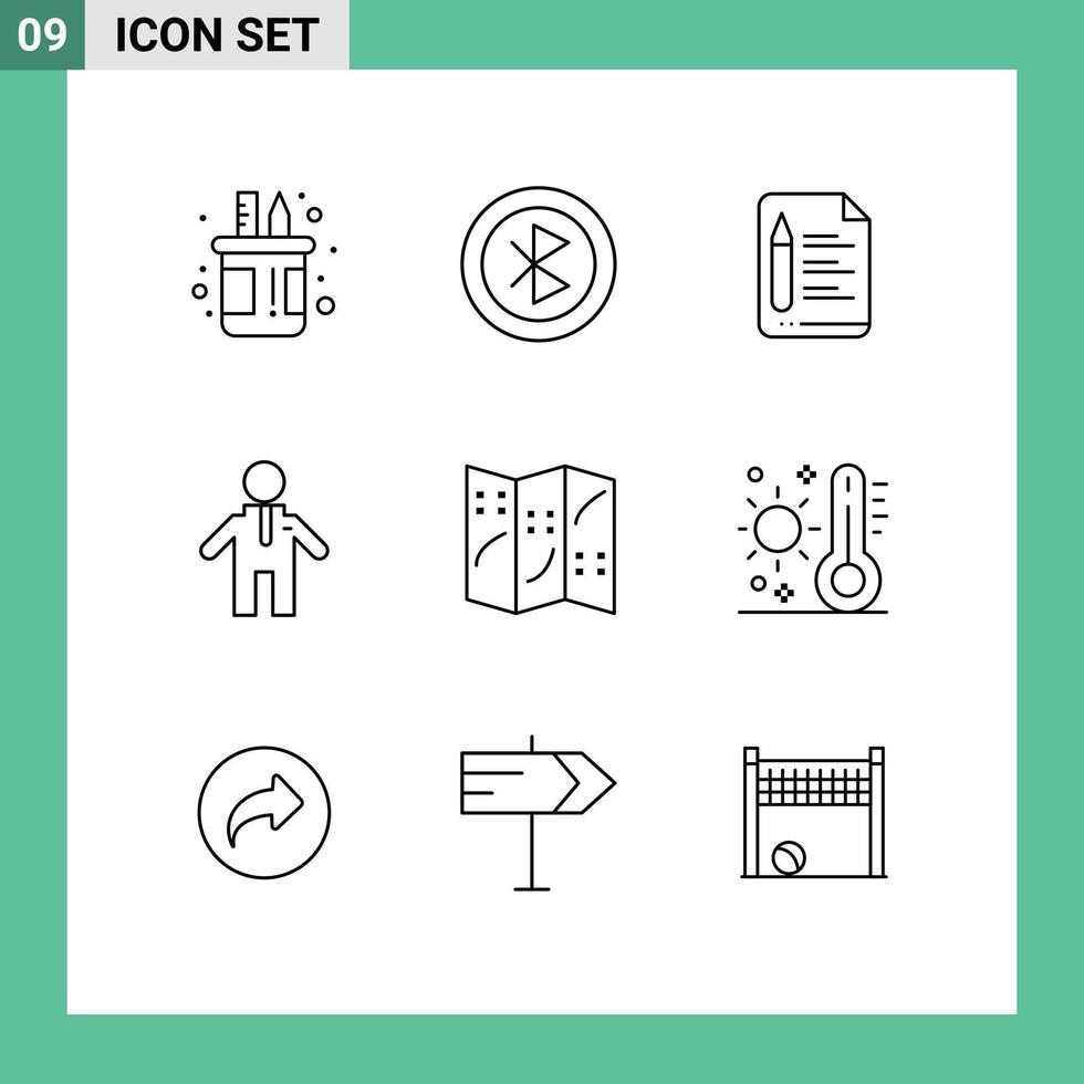 Modern Set of 9 Outlines Pictograph of navigation people network man education Editable Vector Design Elements