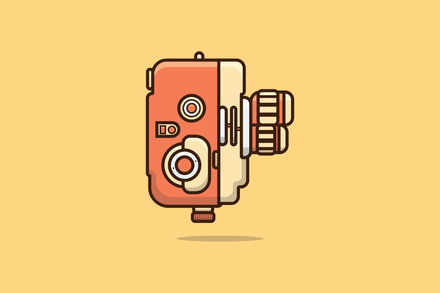 Digital Camera vector illustration. Summer traveling camera icon concept. Modern digital device with lens vector design. Photography camera device on light orange background.