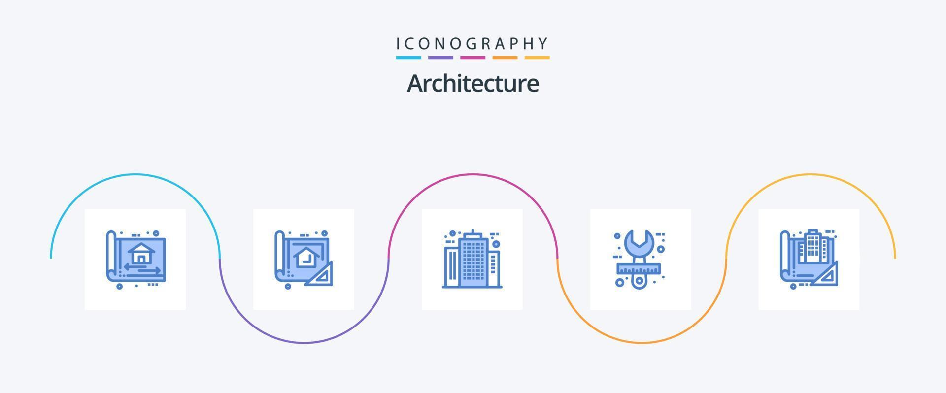 Architecture Blue 5 Icon Pack Including design. architect. planning. construction. building vector