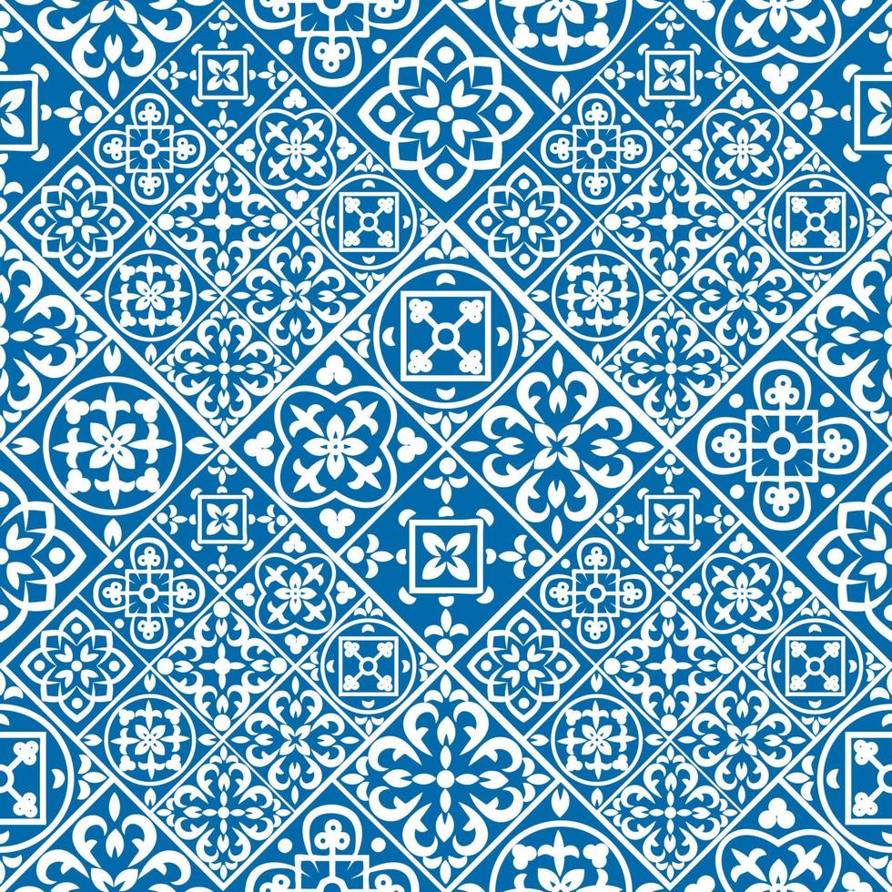 patrón portugués sin costuras con azulejos. hermoso patrón de mosaico sin costuras de coloridos azulejos marroquíes, adornos vector