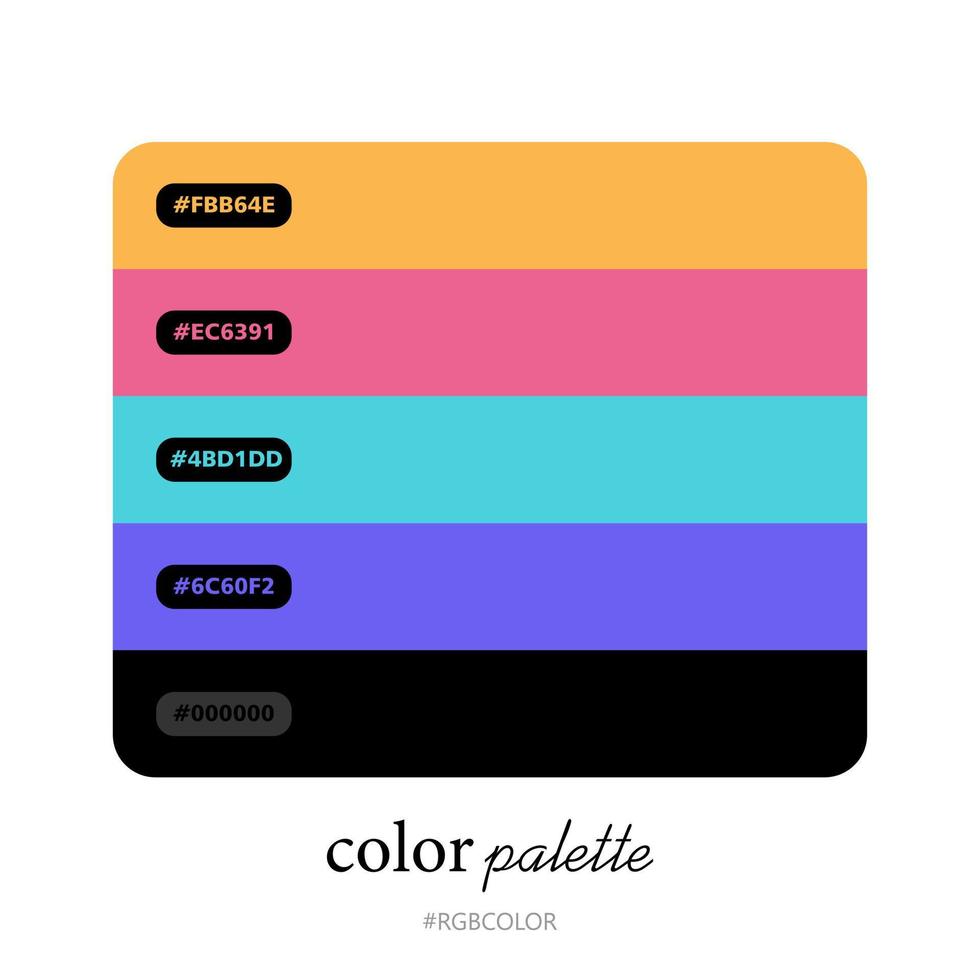 paletas de colores modernas con precisión con códigos, perfectas para ilustradores vector
