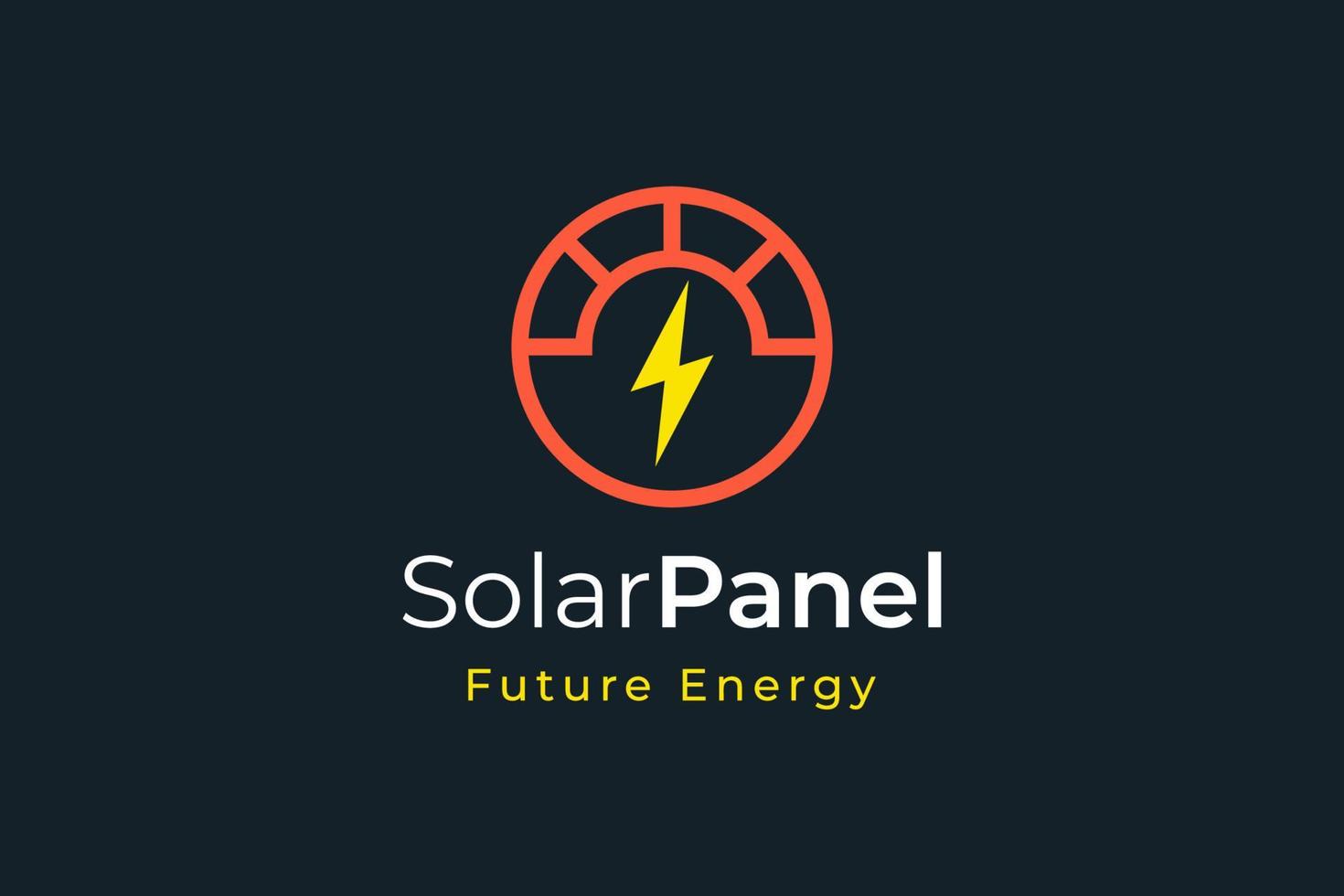 logotipo de energía del panel solar con forma simple y moderna para la empresa de fabricación e instalación de electricidad vector