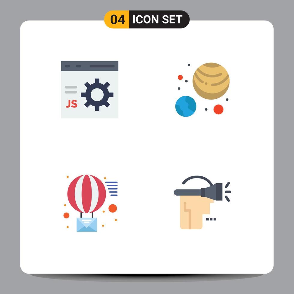 Editable Vector Line Pack of 4 Simple Flat Icons of browser message development galaxy send Editable Vector Design Elements