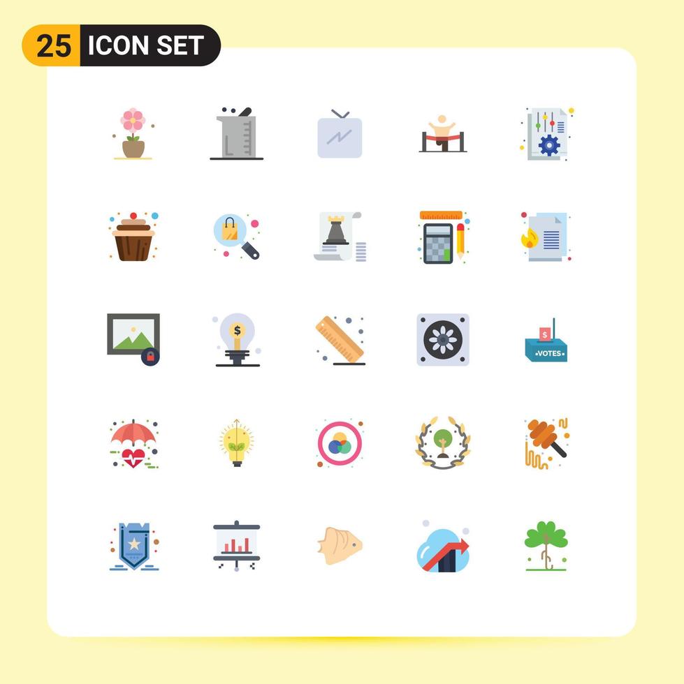 25 Universal Flat Color Signs Symbols of man leader laboratory finish winner Editable Vector Design Elements