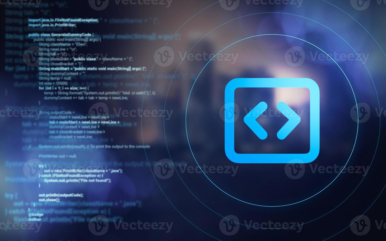 Virtual world. Coding life-enhancing systems. Cybernetic background. photo
