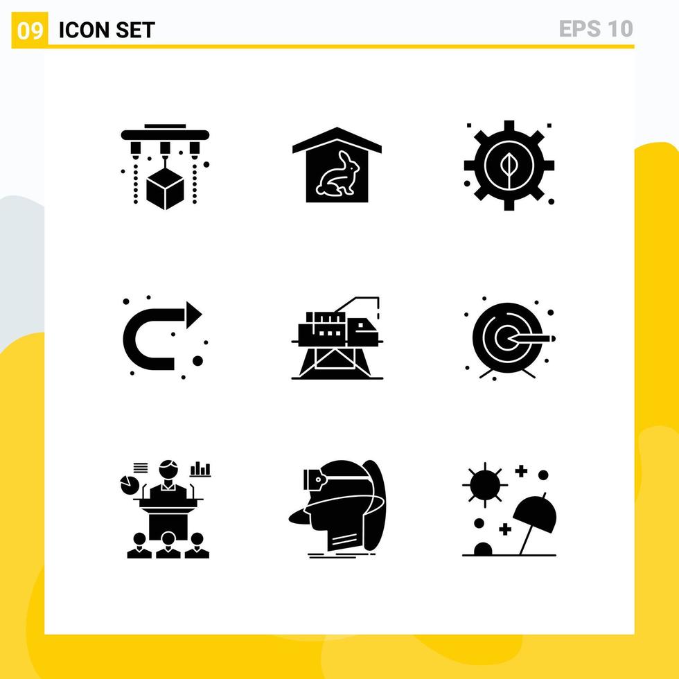 9 Creative Icons Modern Signs and Symbols of platform engineering energy construction u turn Editable Vector Design Elements