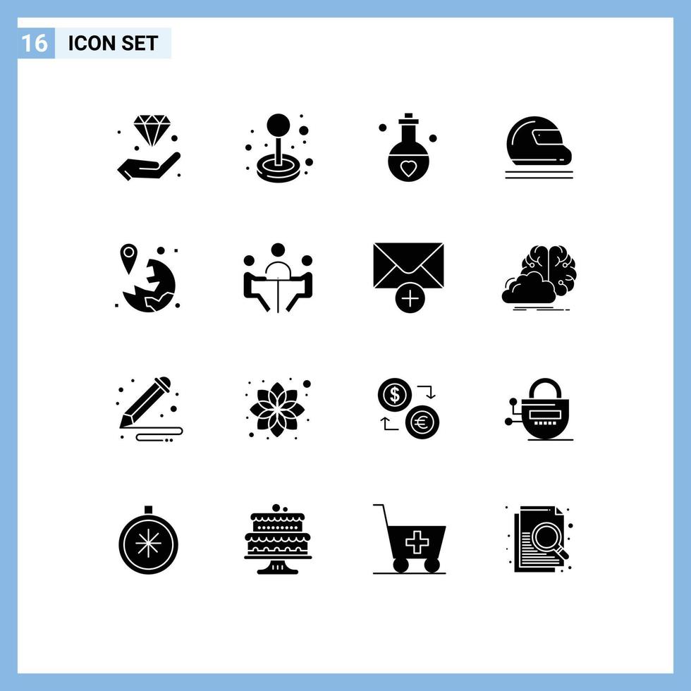 Stock Vector Icon Pack of 16 Line Signs and Symbols for goal keeper motorcycle play helmet perfume Editable Vector Design Elements