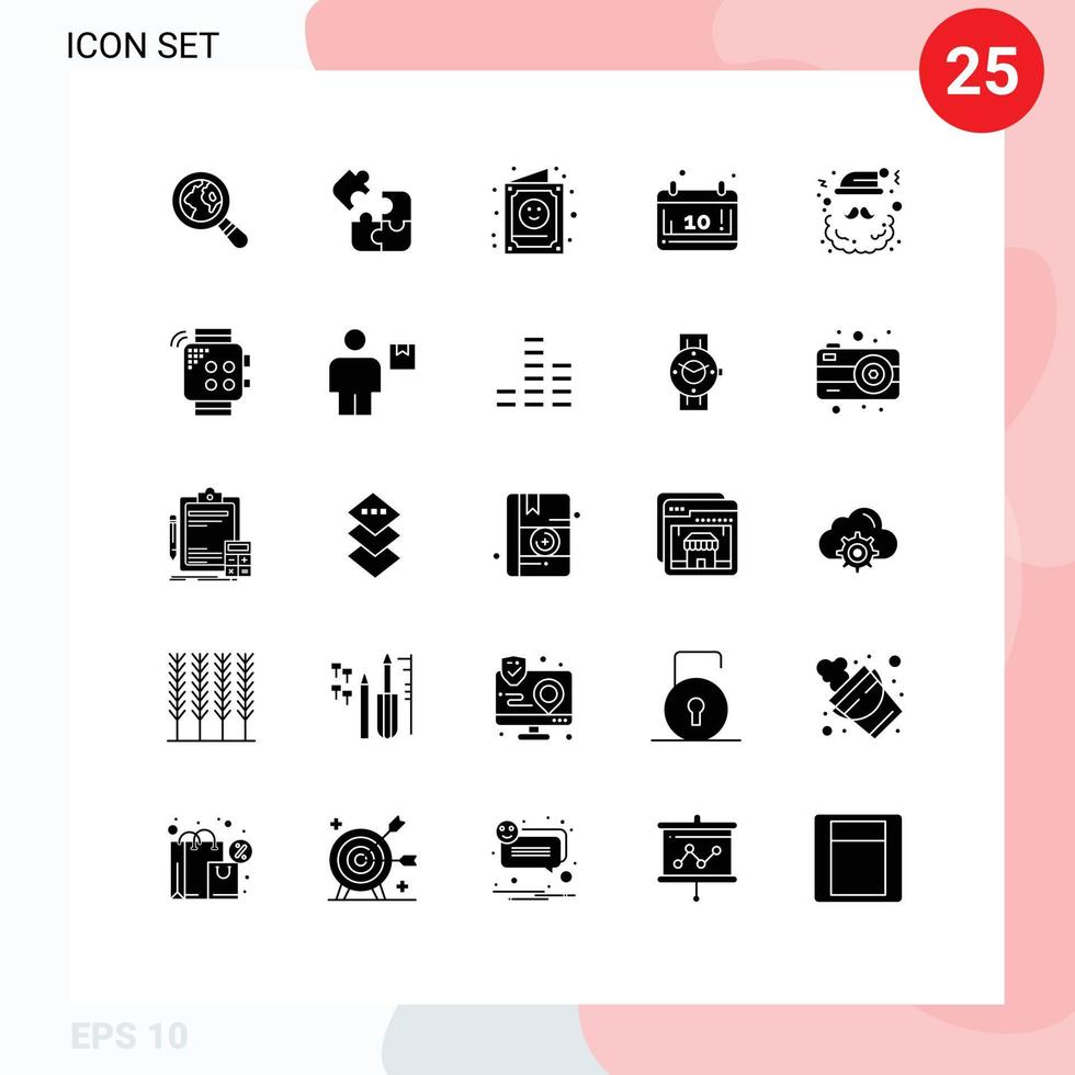 Solid Glyph Pack of 25 Universal Symbols of claus season child october autumn Editable Vector Design Elements