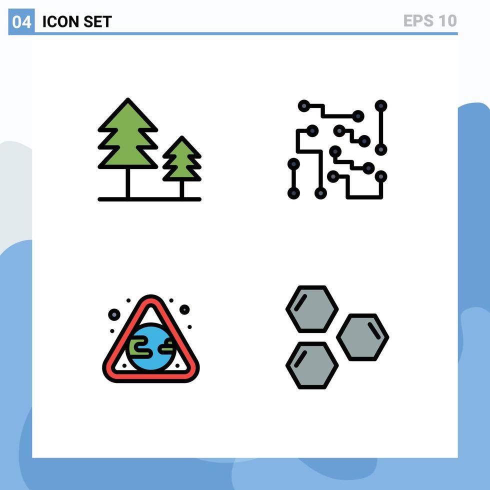 Stock Vector Icon Pack of 4 Line Signs and Symbols for cypress gas biophysics physical science waste Editable Vector Design Elements