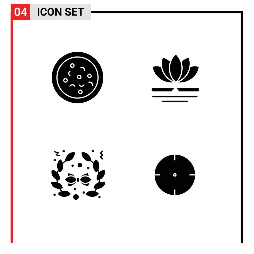 4 Creative Icons Modern Signs and Symbols of pizza decoration flower chinese goal Editable Vector Design Elements