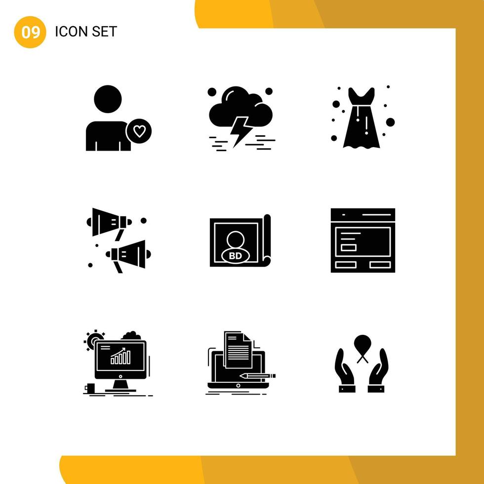 Stock Vector Icon Pack of 9 Line Signs and Symbols for action flag frock country speaker Editable Vector Design Elements