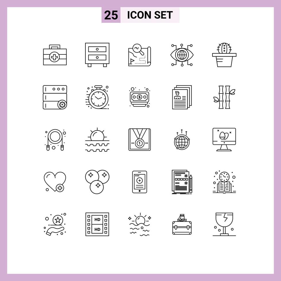 25 Line concept for Websites Mobile and Apps pot vision route technology data Editable Vector Design Elements