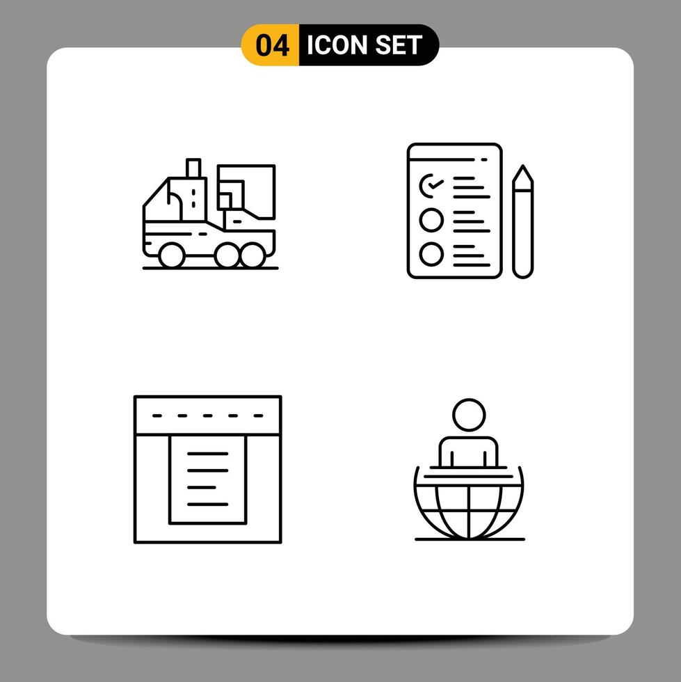 Line Pack of 4 Universal Symbols of artificial tabs leaf job global process Editable Vector Design Elements