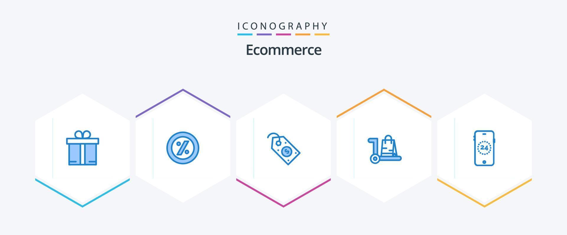 Ecommerce 25 Blue icon pack including shopping. ecommerce. price. cart. market vector