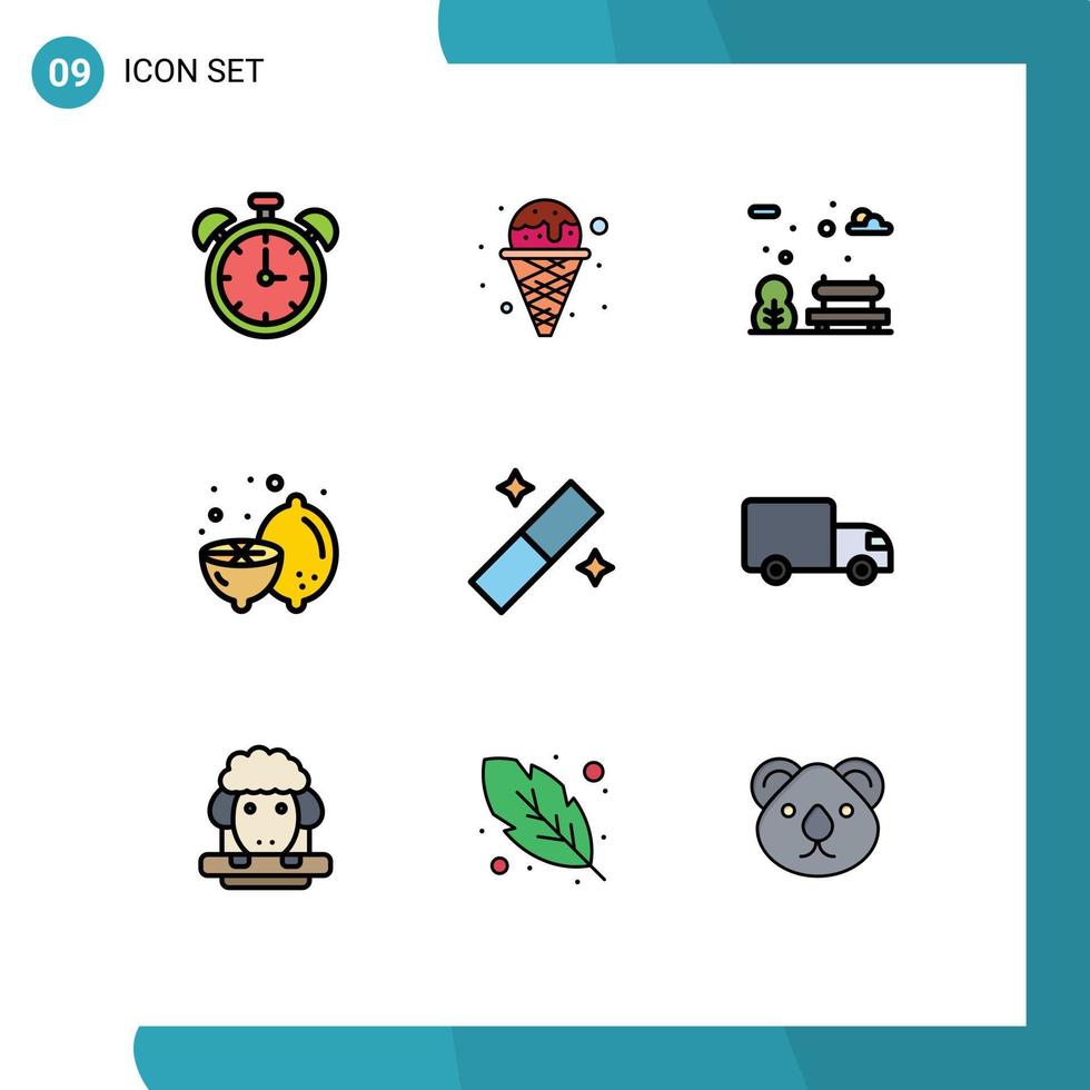9 Creative Icons Modern Signs and Symbols of tool design bench fruit food Editable Vector Design Elements