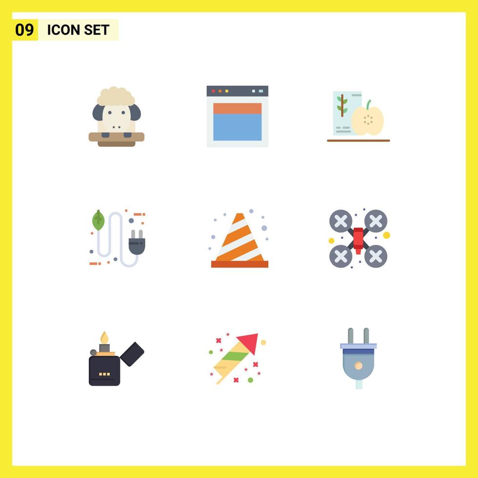 9 Flat Color concept for Websites Mobile and Apps electricity concept website bio fruits Editable Vector Design Elements