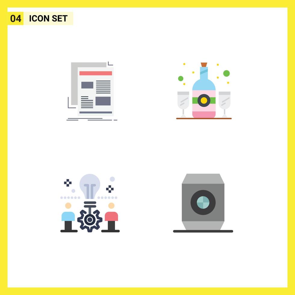 Modern Set of 4 Flat Icons and symbols such as news team media glass idea Editable Vector Design Elements