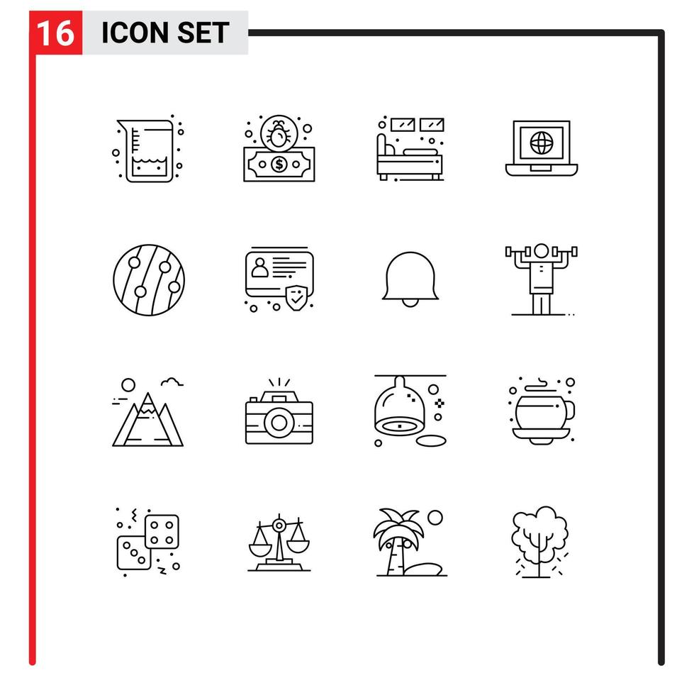 Set of 16 Modern UI Icons Symbols Signs for scalp dandruff dandruff single internet world Editable Vector Design Elements