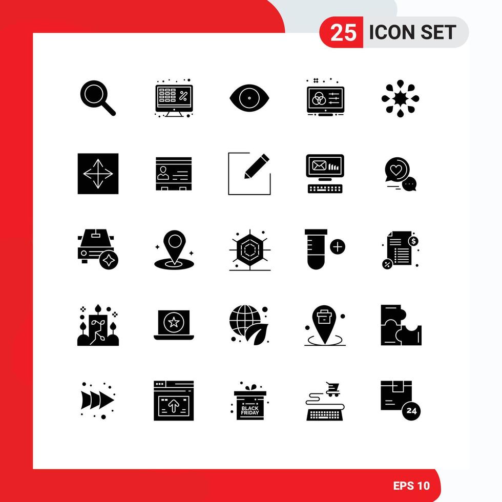 Set of 25 Modern UI Icons Symbols Signs for solidarity control eye color scheme creative Editable Vector Design Elements