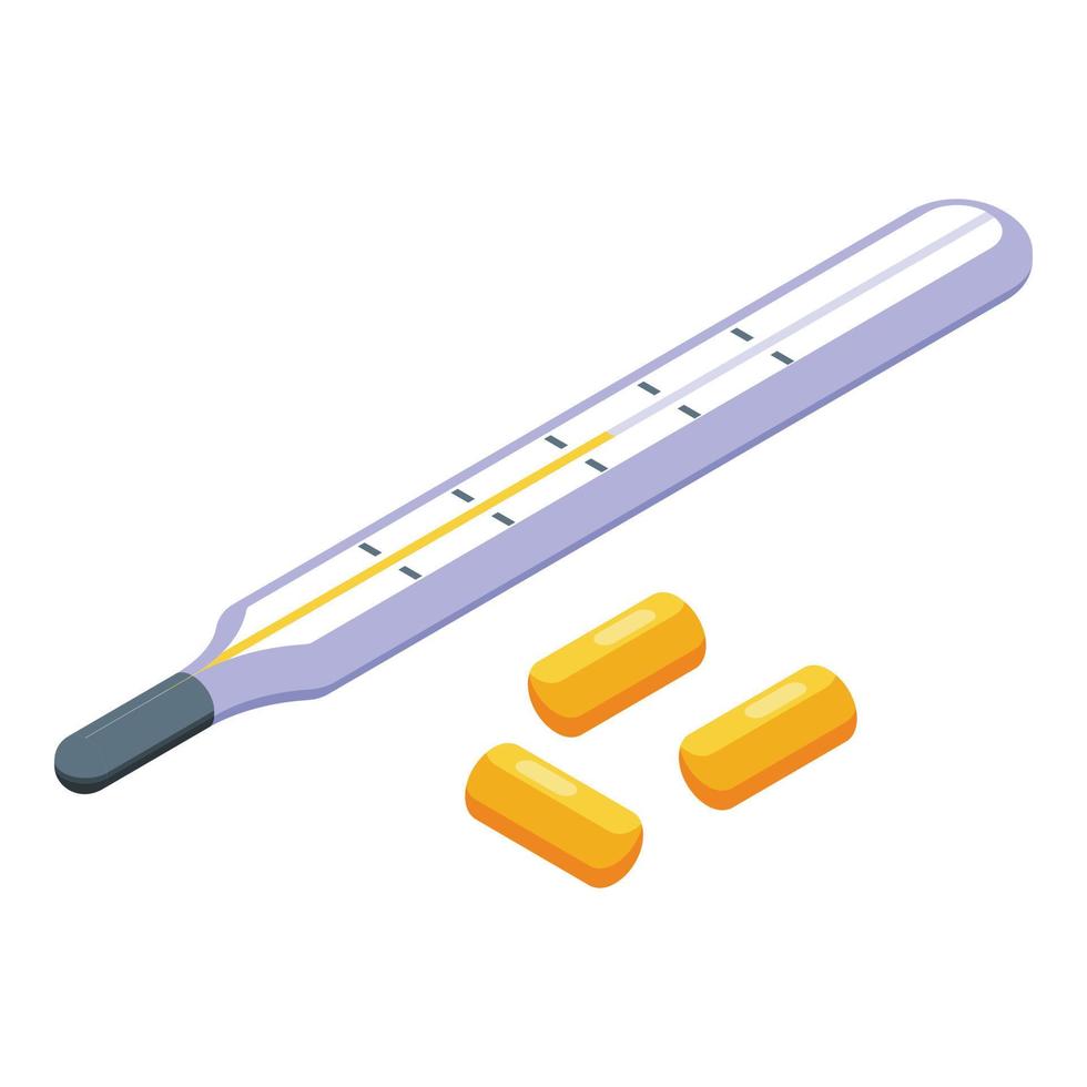 Antiviral temperature pill icon isometric vector. Medicine virus vector