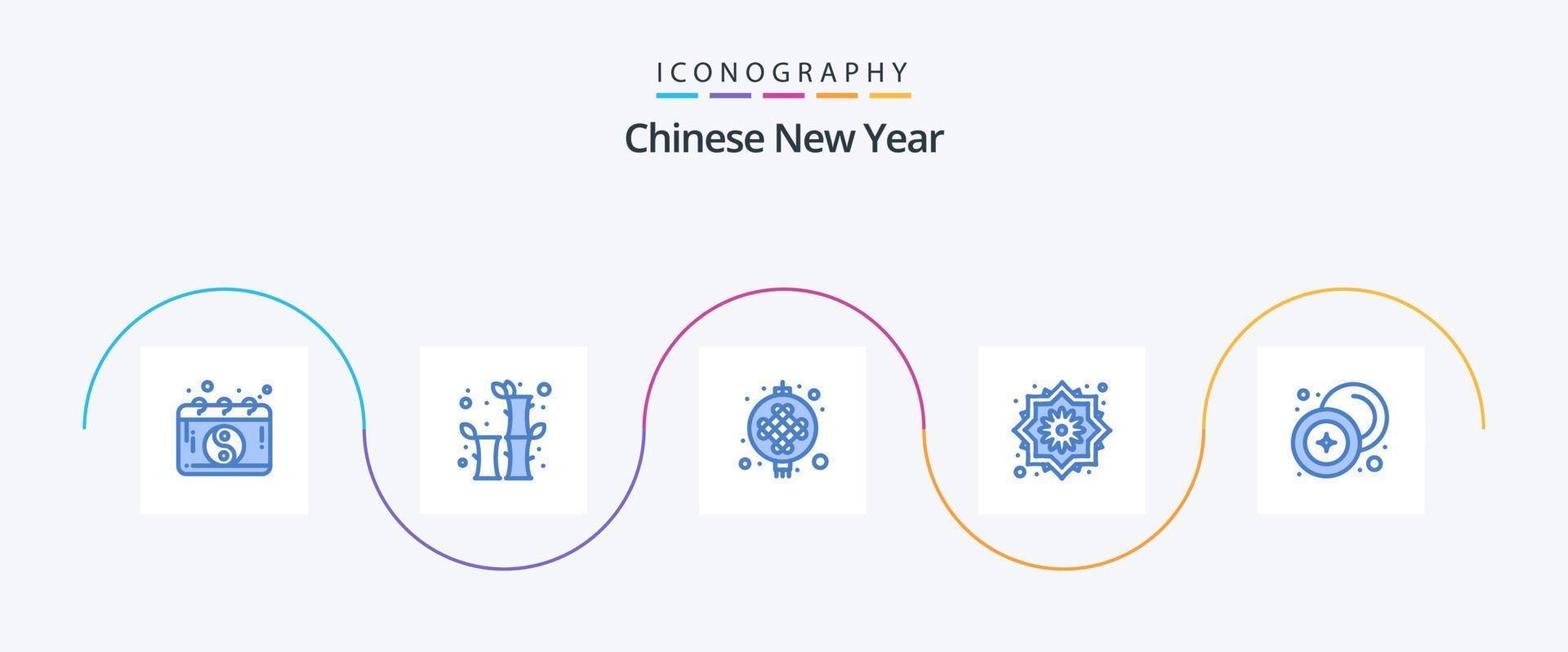 Chinese New Year Blue 5 Icon Pack Including chinese. pretty flower. chinese. flower. flower vector