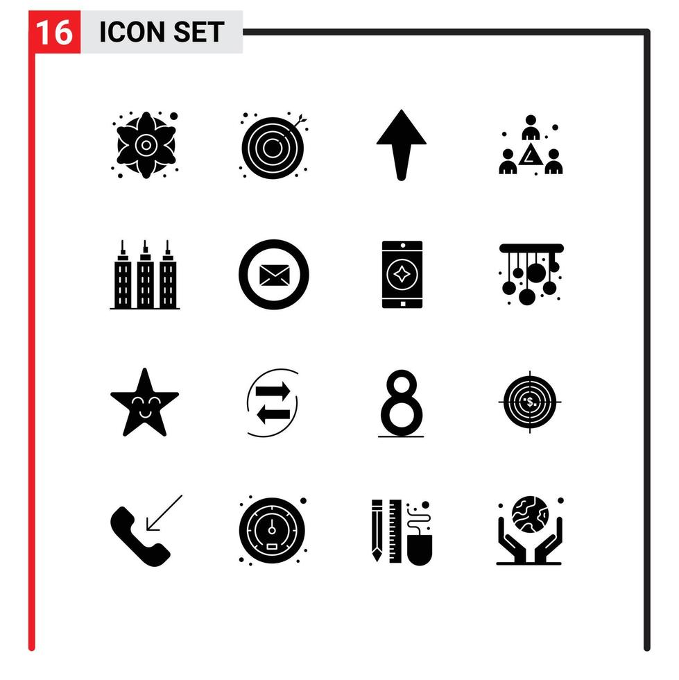 Stock Vector Icon Pack of 16 Line Signs and Symbols for tower building web team headcount Editable Vector Design Elements